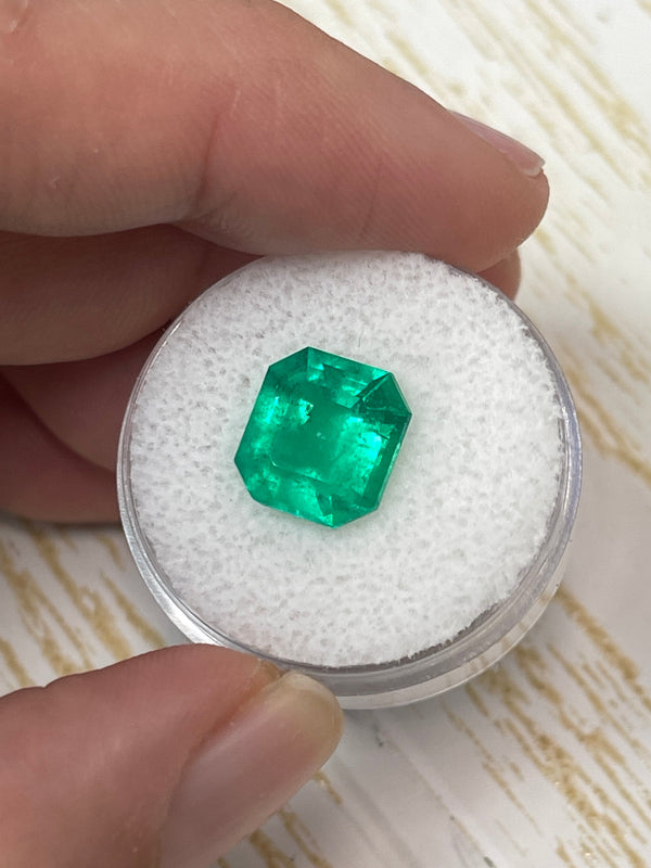 4.12 Carat 10.5x9.7 Vivid Yellowish Loose Colombian Emerald-Emerald Cut