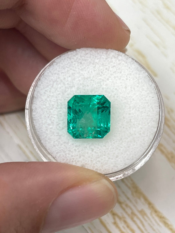 4.22 Carat 9x9 Vivid Muzo Natural Loose Colombian Emerald-Asscher Cut