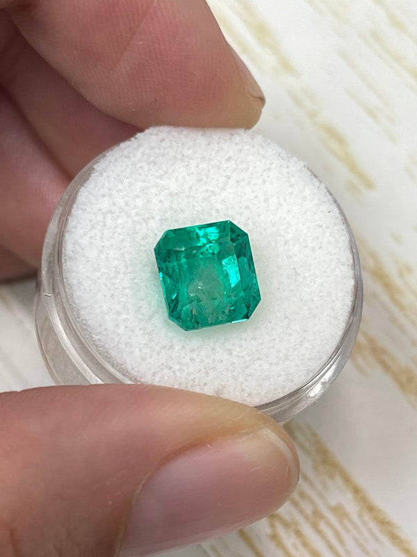 4.22 Carat 9x9 Vivid Muzo Natural Loose Colombian Emerald-Asscher Cut
