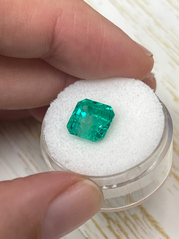 4.22 Carat 9x9 Vivid Muzo Natural Loose Colombian Emerald-Asscher Cut