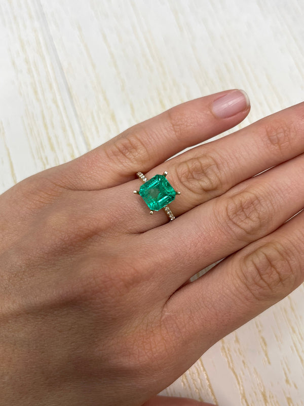 4.22 Carat 9x9 Vivid Muzo Natural Loose Colombian Emerald-Asscher Cut