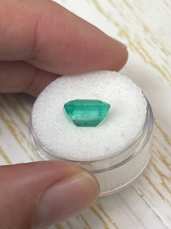 4.24 Carat 10.6x9 Bluish Green Natural Loose Colombian Emerald-Classic Emerald Cut