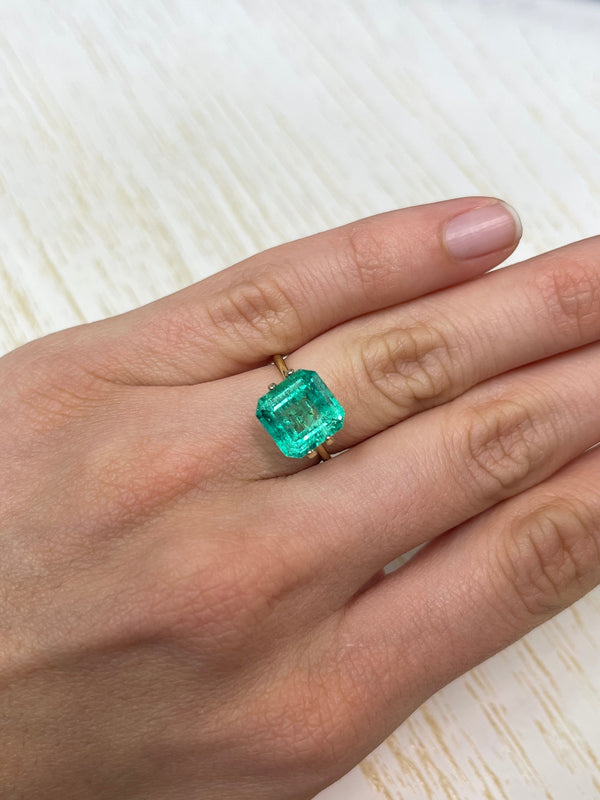 4.33 Carat 10x10 Vibrant Loose Colombian Emerald-Asscher Cut