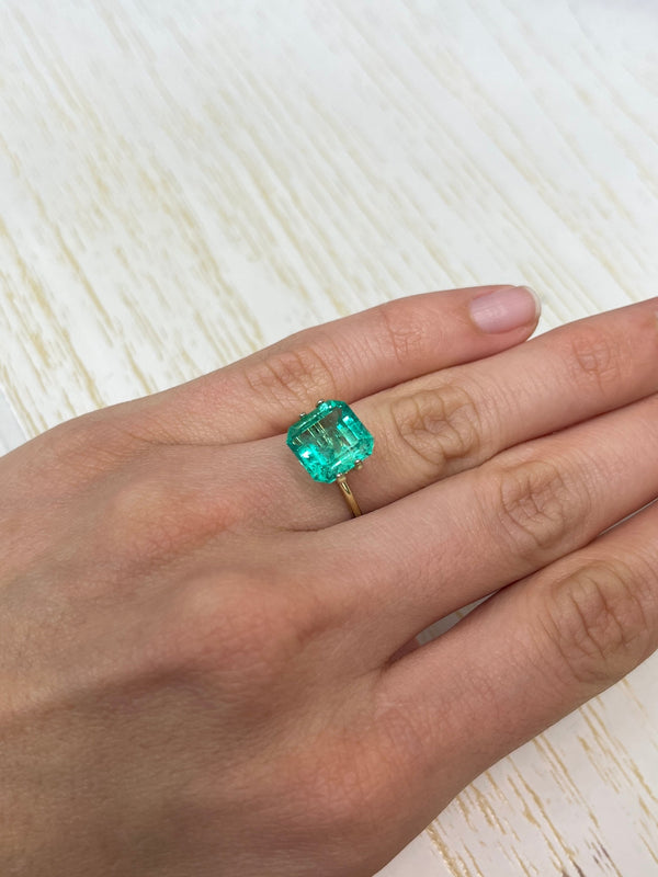 4.33 Carat 10x10 Vibrant Loose Colombian Emerald-Asscher Cut