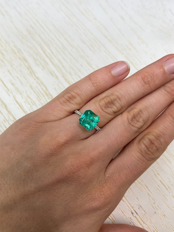 4.53 Carat 10x10 Vibrant Loose Colombian Emerald-Asscher Cut