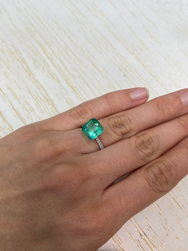 4.53 Carat 10x10 Vibrant Loose Colombian Emerald-Asscher Cut
