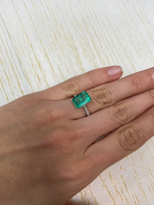 4.63 Carat 11.8mx8.6 Spring Green Natural Loose Colombian Emerald-Classic Emerald Cut