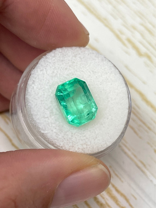 4.93 Carat 11x9 Limish Green Natural Loose Colombian Emerald-Classic Emerald Cut