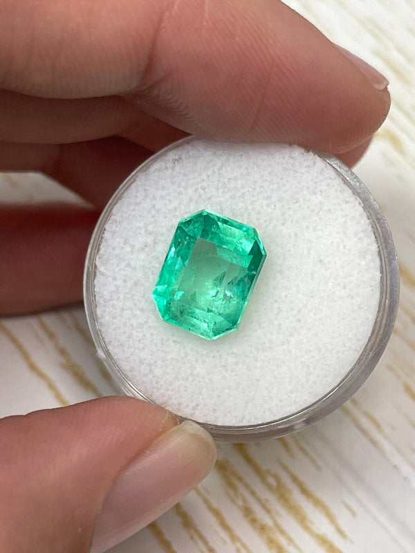 4.93 Carat 11x9 Limish Green Natural Loose Colombian Emerald-Classic Emerald Cut