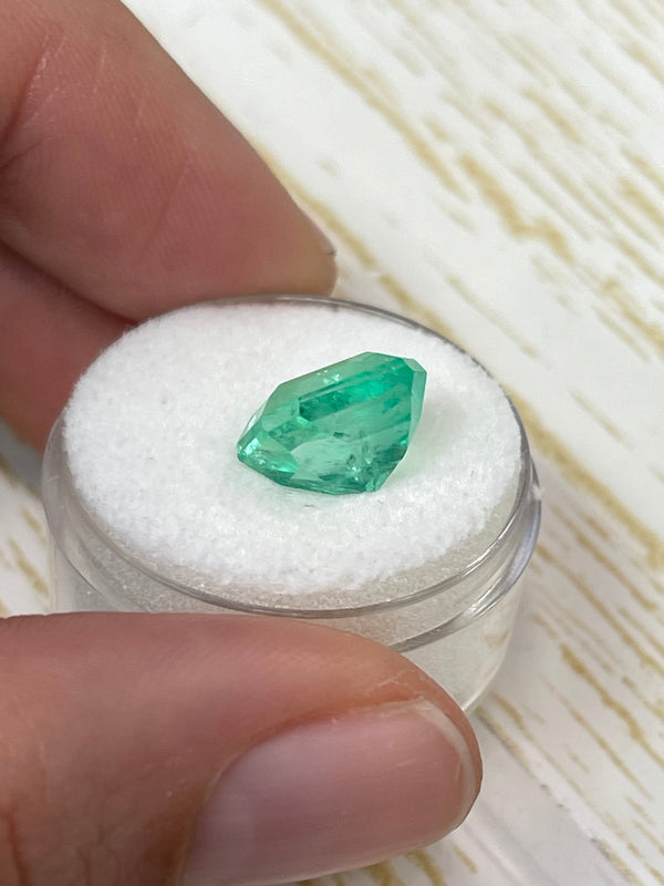 4.93 Carat 11x9 Limish Green Natural Loose Colombian Emerald-Classic Emerald Cut