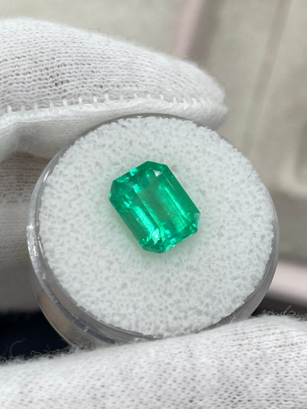 3.64 Carat 10x8 Yellowish Green Natural Loose Colombian Emerald-Emerald Cut