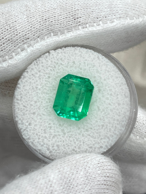 3.64 Carat 10x8 Yellowish Green Natural Loose Colombian Emerald-Emerald Cut
