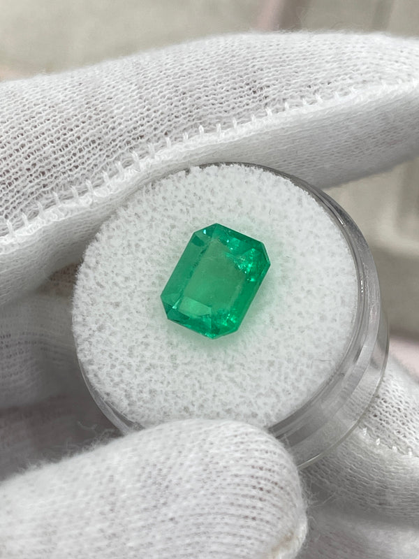 3.64 Carat 10x8 Yellowish Green Natural Loose Colombian Emerald-Emerald Cut