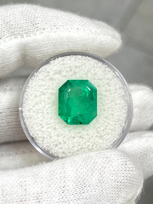 5.75 Carat 11.5x10 Freckled Medium Green Natural Loose Colombian Emerald-Emerald Cut
