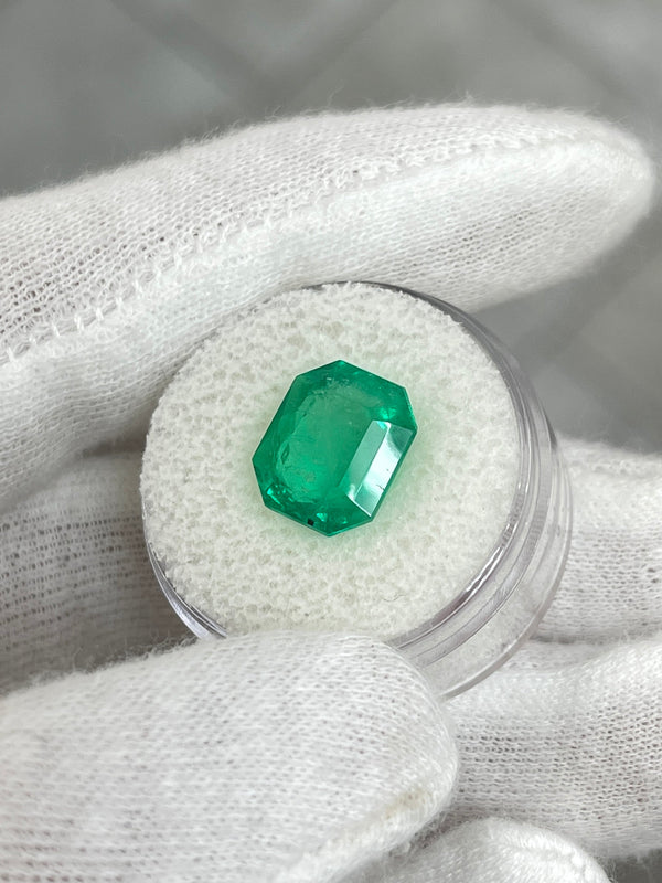 5.75 Carat 11.5x10 Freckled Medium Green Natural Loose Colombian Emerald-Emerald Cut