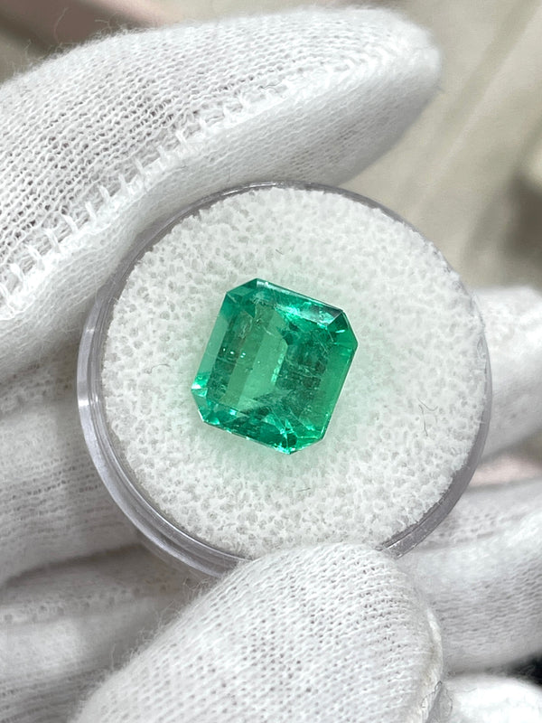 6.07 Carat 10.7x10 Yellowish Green Natural Loose Colombian Emerald-Asscher Cut