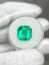 6.76 Carat 12x11.5 Glowing Green Natural Loose Colombian Emerald-Asscher Cut