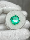 6.76 Carat 12x11.5 Glowing Green Natural Loose Colombian Emerald-Asscher Cut