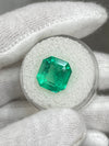 6.76 Carat 12x11.5 Glowing Green Natural Loose Colombian Emerald-Asscher Cut