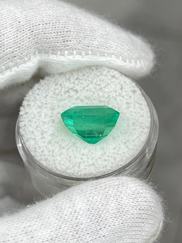 6.76 Carat 12x11.5 Glowing Green Natural Loose Colombian Emerald-Asscher Cut
