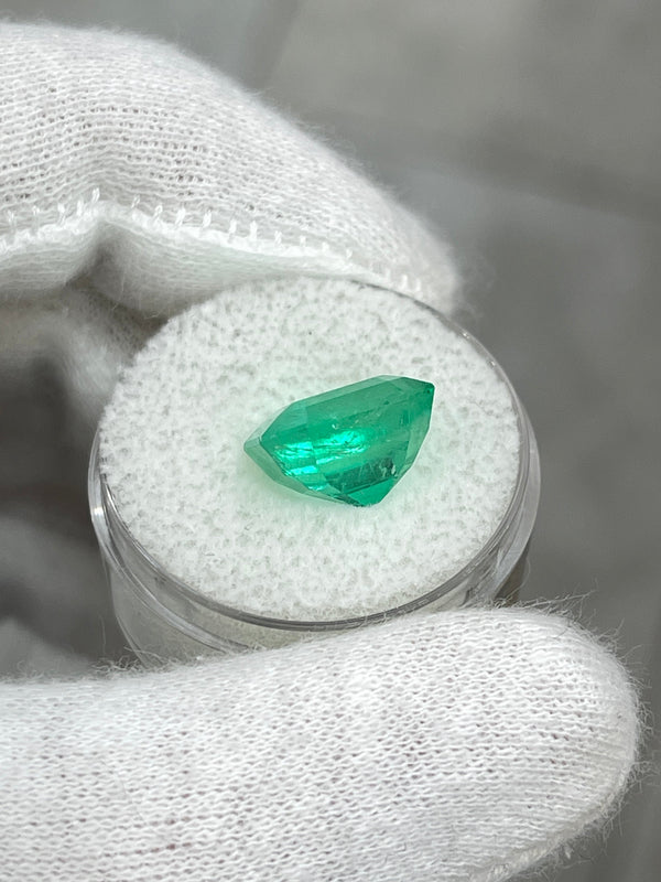 6.76 Carat 12x11.5 Glowing Green Natural Loose Colombian Emerald-Asscher Cut