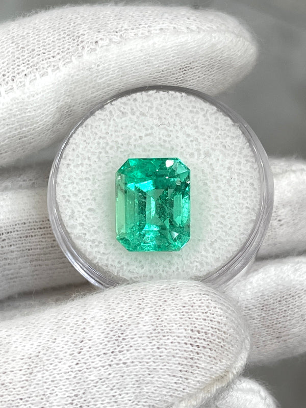 6.79 Carat 12x10 Luminous Natural Loose Colombian Emerald-Classic Emerald Cut- Ethically Mined Emerald