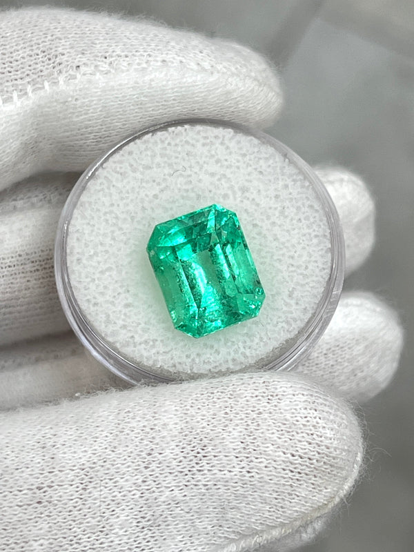 6.79 Carat 12x10 Luminous Natural Loose Colombian Emerald-Classic Emerald Cut- Ethically Mined Emerald