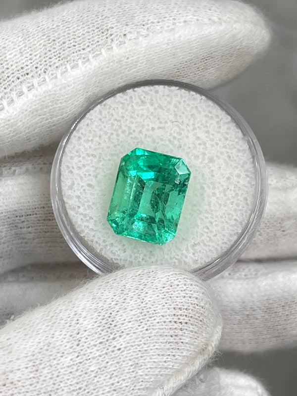 6.79 Carat 12x10 Luminous Natural Loose Colombian Emerald-Classic Emerald Cut- Ethically Mined Emerald