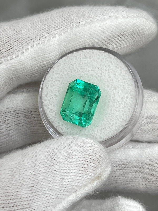 6.79 Carat 12x10 Luminous Natural Loose Colombian Emerald-Classic Emerald Cut- Ethically Mined Emerald