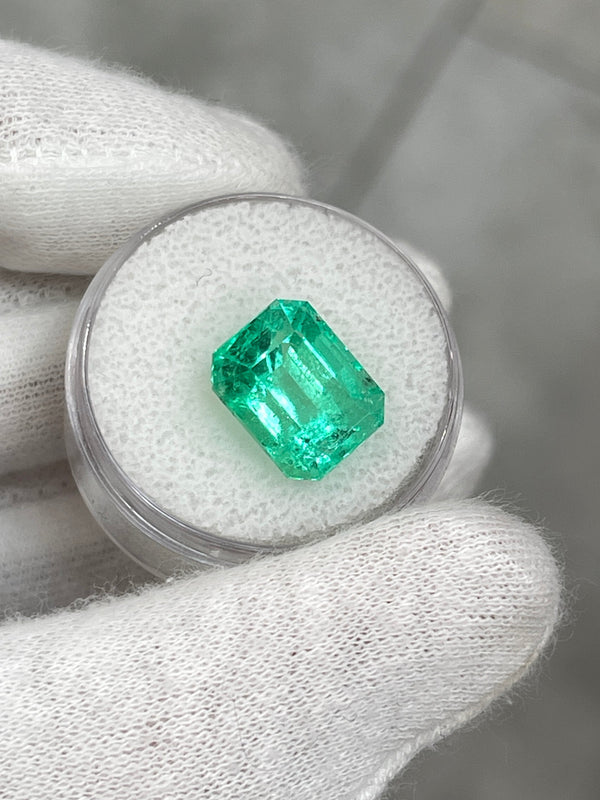6.79 Carat 12x10 Luminous Natural Loose Colombian Emerald-Classic Emerald Cut- Ethically Mined Emerald