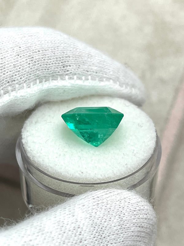 6.93 Carat 12x11.5 Medium Green Natural Loose Colombian Emerald- Asscher Cut
