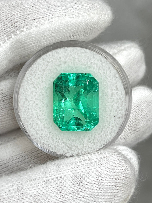 9.51 Carat 14x11 Vivacious Green Emerald Cut Loose Authentic Colombian emerald-Emerald Cut
