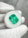 9.51 Carat 14x11 Vivacious Green Emerald Cut Loose Authentic Colombian emerald-Emerald Cut