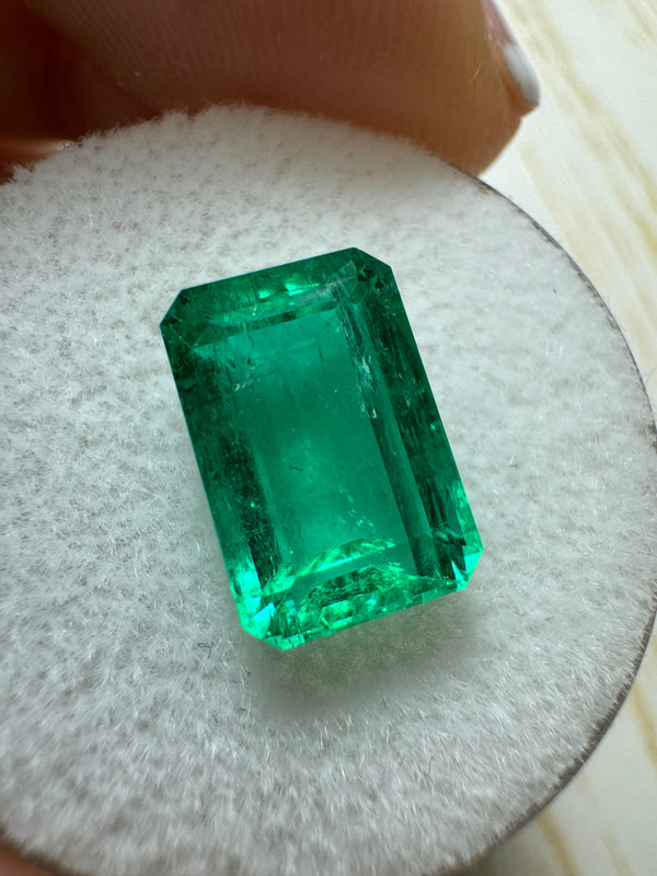 3.40 Carat GIA Certified Vivid Bluish Green Natural Loose Colombian Emerald-Elongated Emerald Cut