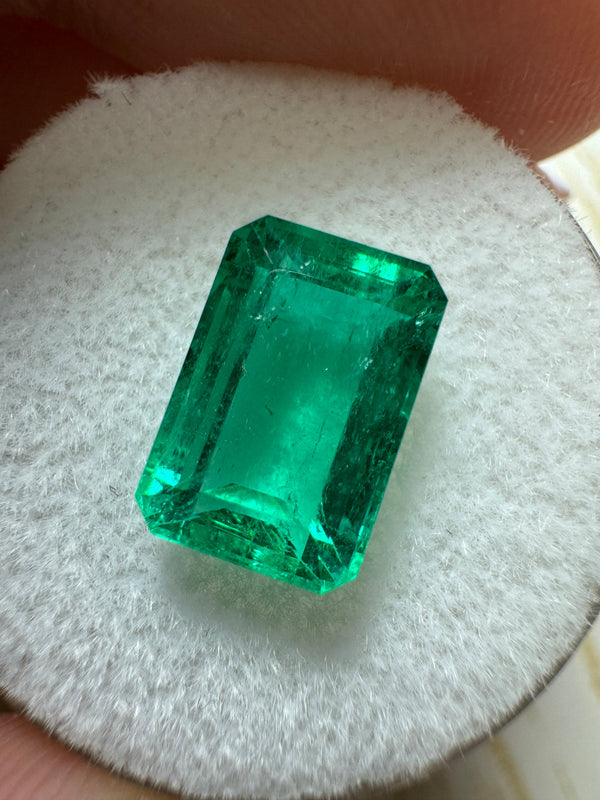 3.40 Carat GIA Certified Vivid Bluish Green Natural Loose Colombian Emerald-Elongated Emerald Cut