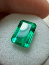 3.40 Carat GIA Certified Vivid Bluish Green Natural Loose Colombian Emerald-Elongated Emerald Cut