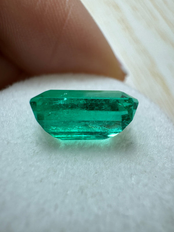 3.40 Carat GIA Certified Vivid Bluish Green Natural Loose Colombian Emerald-Elongated Emerald Cut