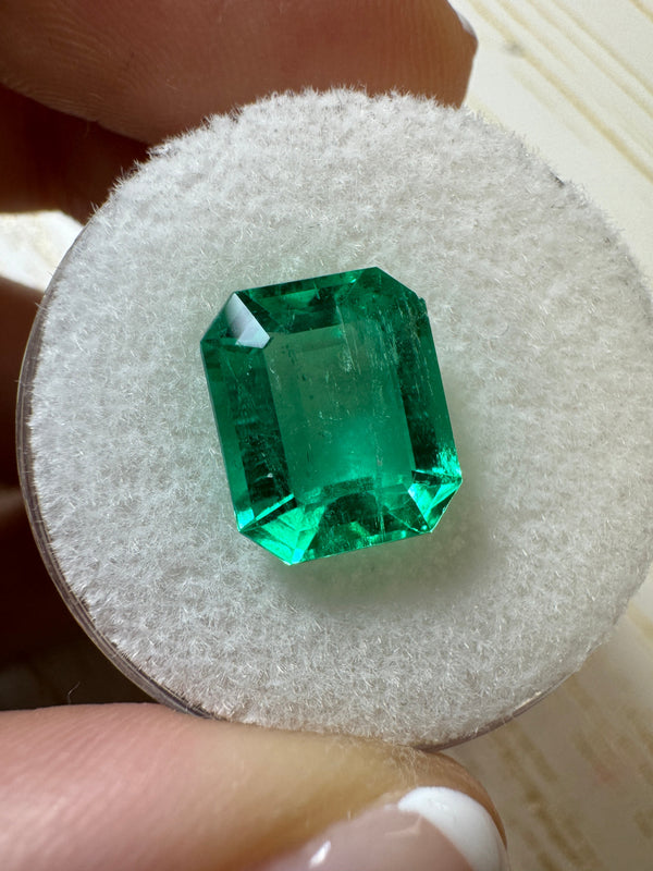 3.61 Carat 10x9 Vivacious Green Natural Loose Colombian Emerald-Emerald Cut