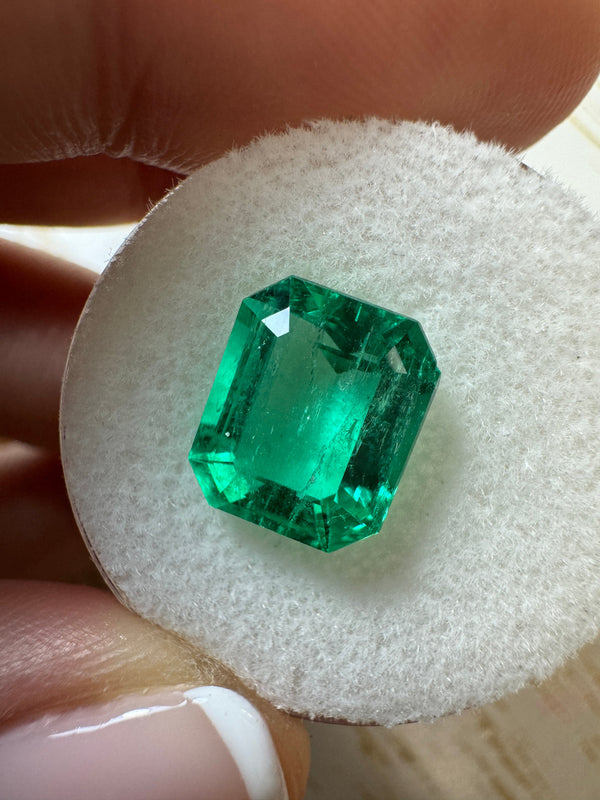 3.61 Carat 10x9 Vivacious Green Natural Loose Colombian Emerald-Emerald Cut