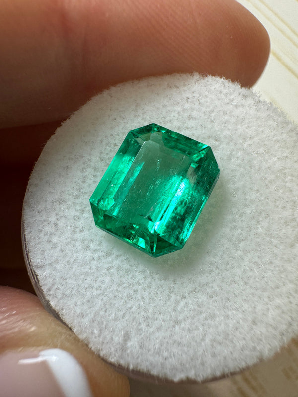 3.61 Carat 10x9 Vivacious Green Natural Loose Colombian Emerald-Emerald Cut