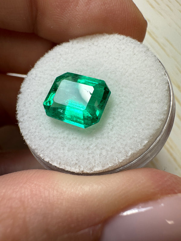 3.61 Carat 10x9 Vivacious Green Natural Loose Colombian Emerald-Emerald Cut