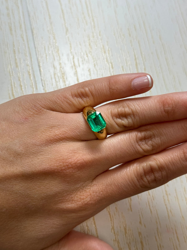 3.61 Carat 10x9 Vivacious Green Natural Loose Colombian Emerald-Emerald Cut