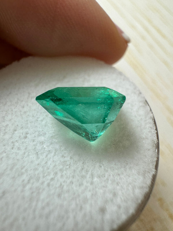 3.80 Carat 10x9 Glowing Green Natural Loose Colombian Emerald-Emerald Cut