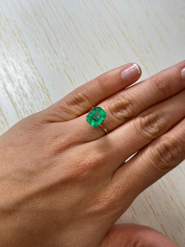 3.88 Carat 11x8 GLOWING Green Natural Loose Colombian Emerald-Emerald Cut
