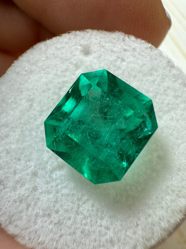 4.83 Carat 10x10 Bluish Loose Colombian Emerald-Asscher Cut