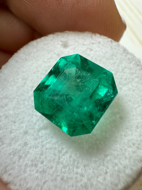 4.83 Carat 10x10 Bluish Loose Colombian Emerald-Asscher Cut