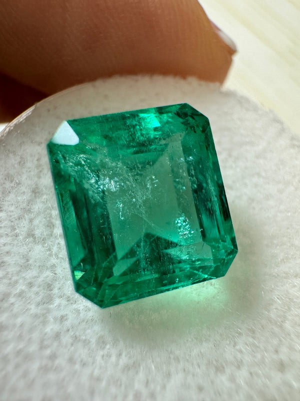 5.98 Carat 10x9 Crystal Clean Green Natural Loose Colombian Emerald-Emerald Cut
