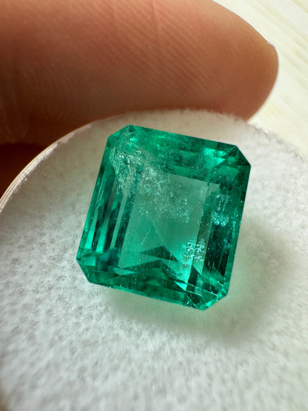 5.98 Carat 10x9 Crystal Clean Green Natural Loose Colombian Emerald-Emerald Cut