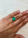 7.38 Carat 11.5x11.5 Intense Bluish Green Natural Loose Colombian Emerald-Asscher Cut