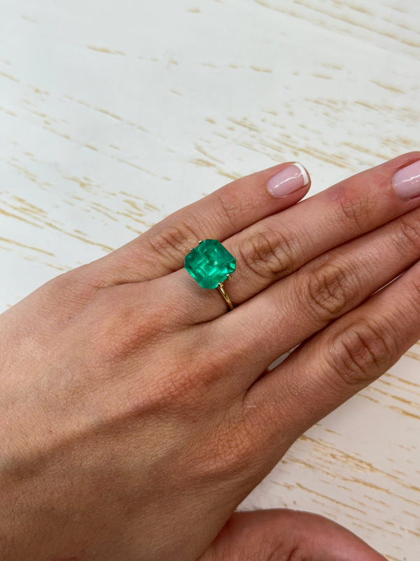 7.38 Carat 11.5x11.5 Intense Bluish Green Natural Loose Colombian Emerald-Asscher Cut